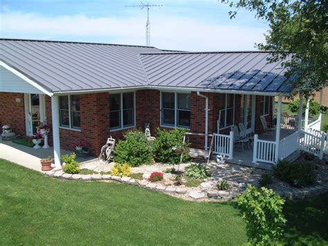 metal houses with brick|metal roof on brick ranch.